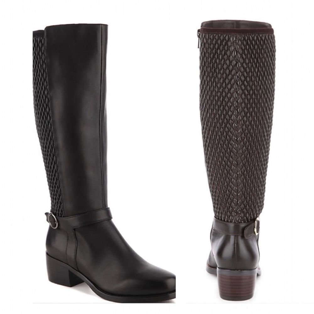 VANELI The Valyn Riding Boot Leather Textured Stretch Back Zipper PRISTINE 9.5